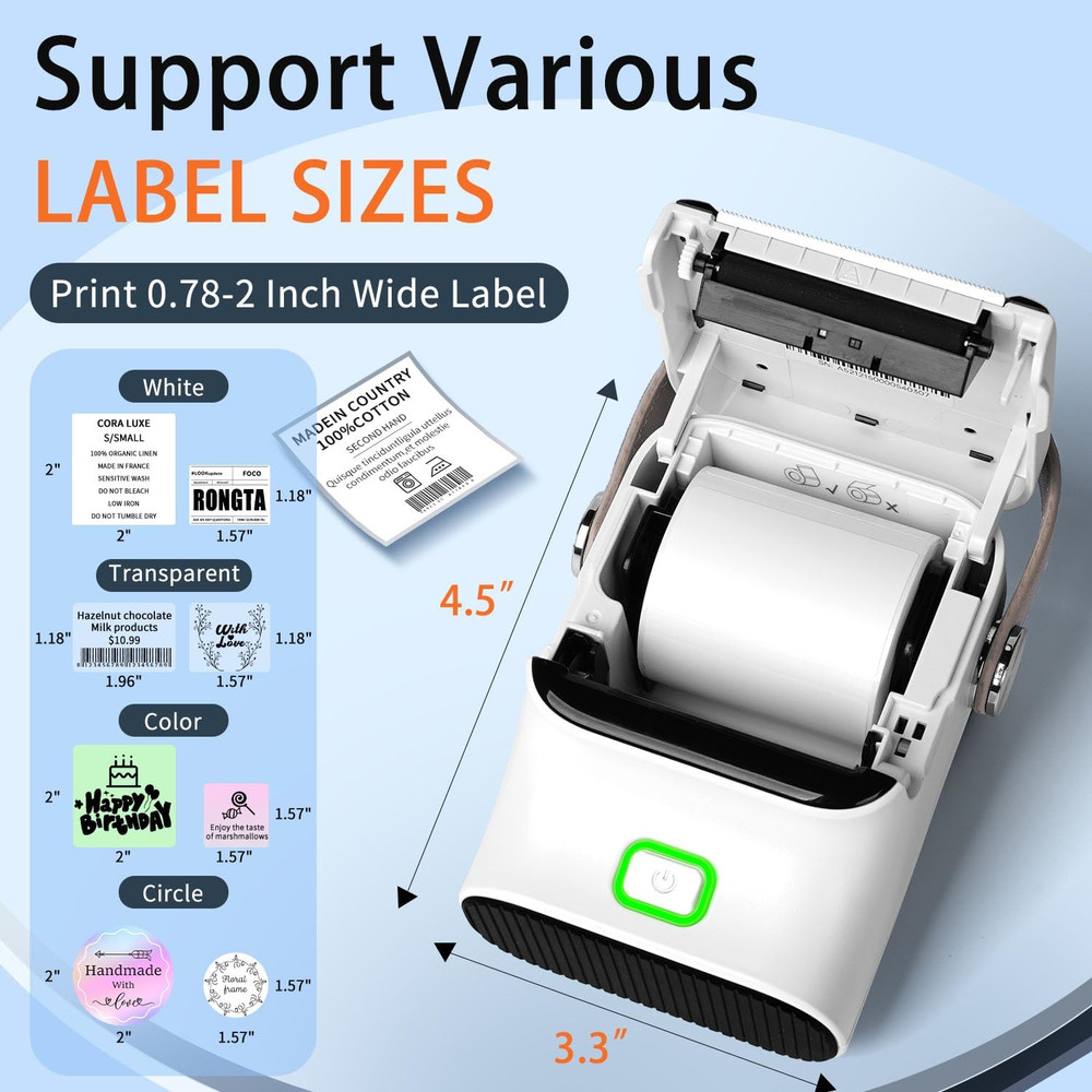 Bluetooth Label Maker Machine with Tape, Thermal Label Printer for Office, Small