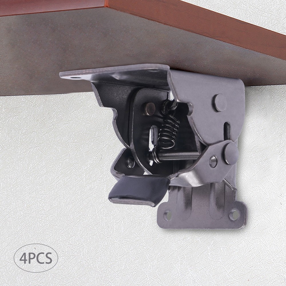 4 Pack Folding Table Leg Brackets, Black Foldable Self-Locking Extension Hinge