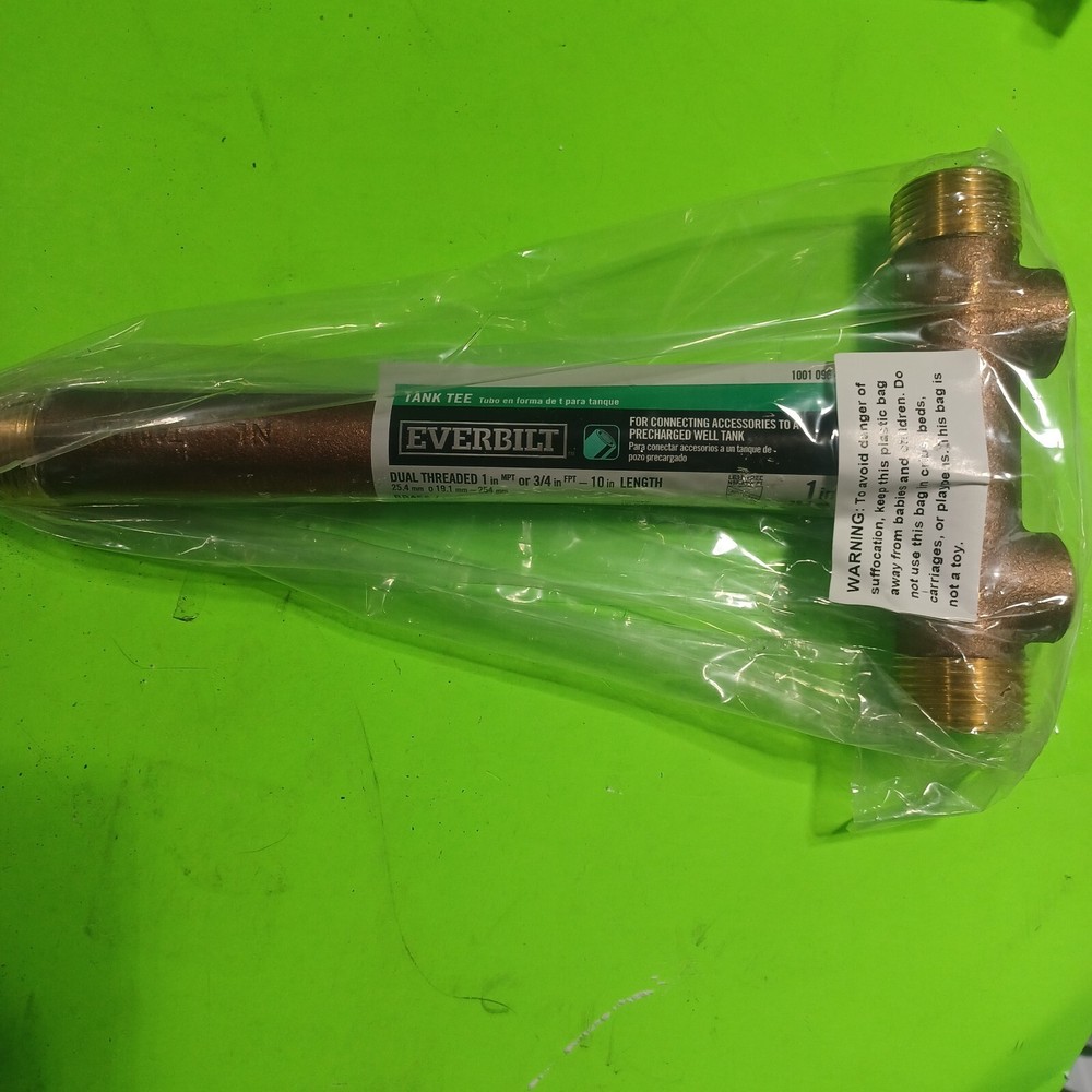 EVERBILT 10 in. Brass Dual Threaded Tank Tee 1" NEW