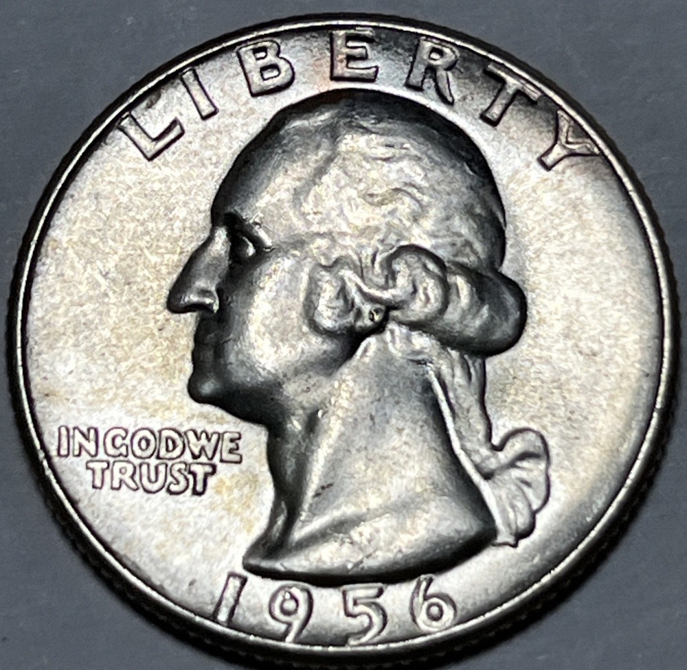 1956 Washington Silver Quarter Errors DDR Toning Uncirculated