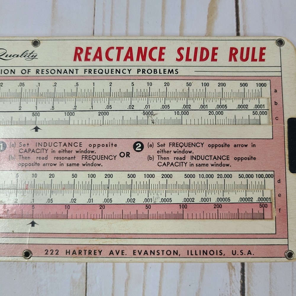 Shure Reactance Slide Rule Calculator Capacitive & Inductive Vintage 1957