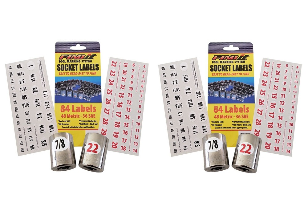 Master Set Eye Saver Chrome Labels for Socket Sets Wrenches foil decals tags TX1