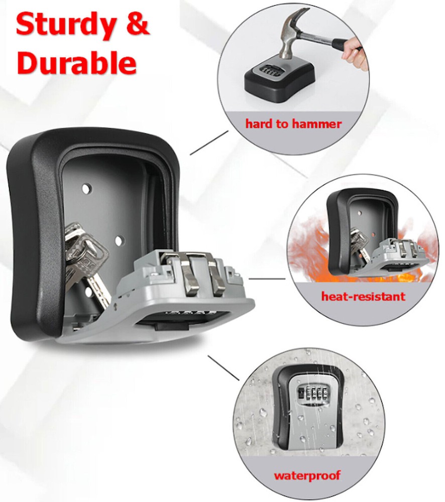 Digit Combination Key Lock Box Wall Mount Safe Security Storage Case Organizer