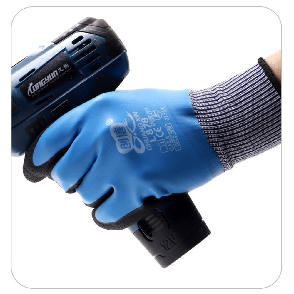 Work Gloves 6 Pairs with Double Layer Latex Foam for Construction Site
