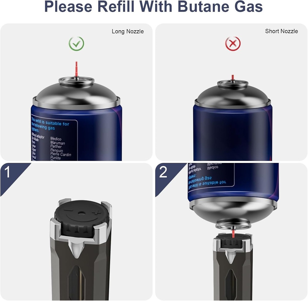 Long Grill Lighter,Refillable Butane,Windproof Flexible with Visual Fuel Wind...