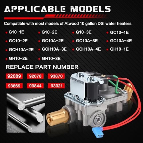 GC10A-4E 92089 RV Water Heater Gas Valve Replaces Atwood/Dometic 10 Gallon