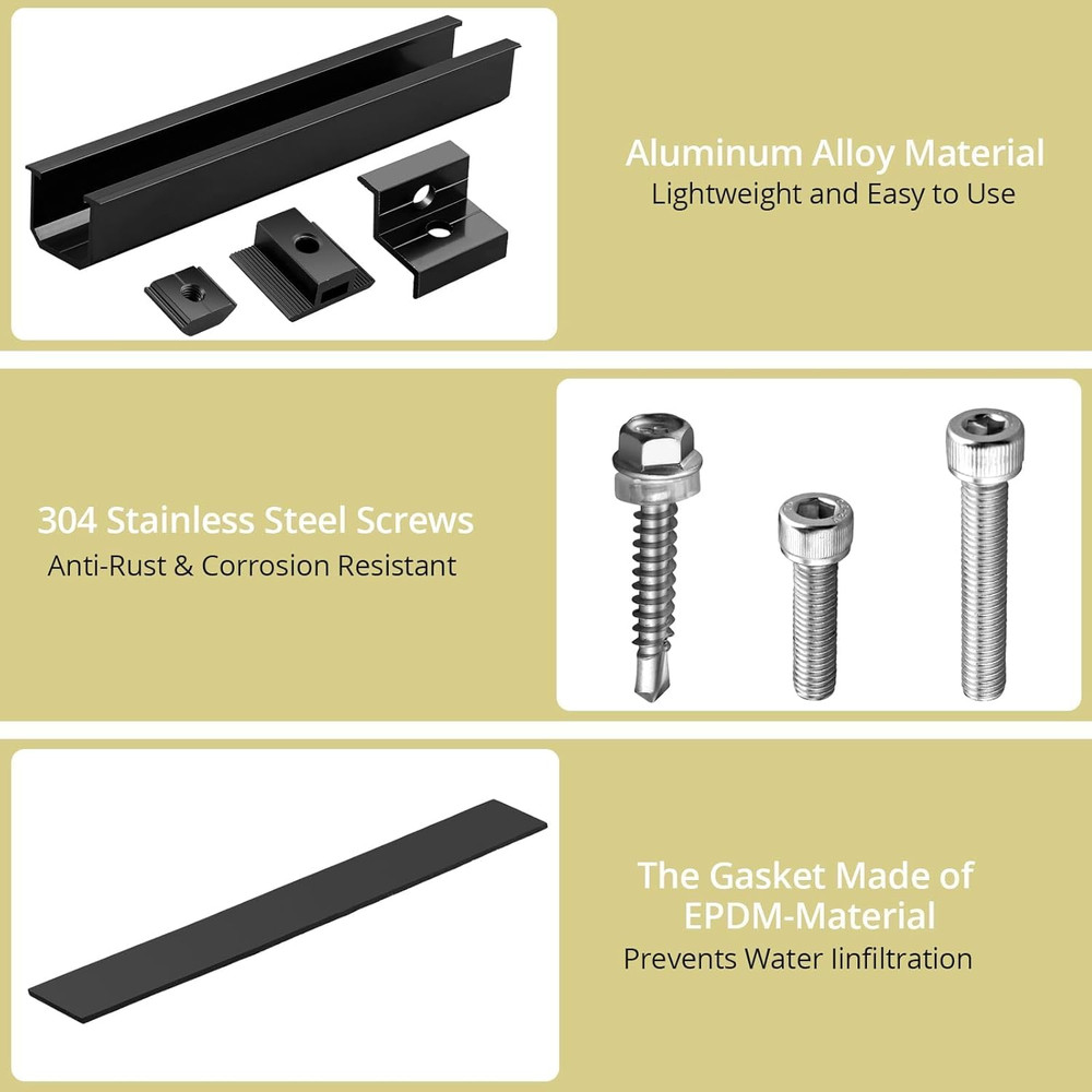 6Pcs Solar Panel Mounting Brackets, Aluminium 7.87" Solar Panel Mounting Rail &