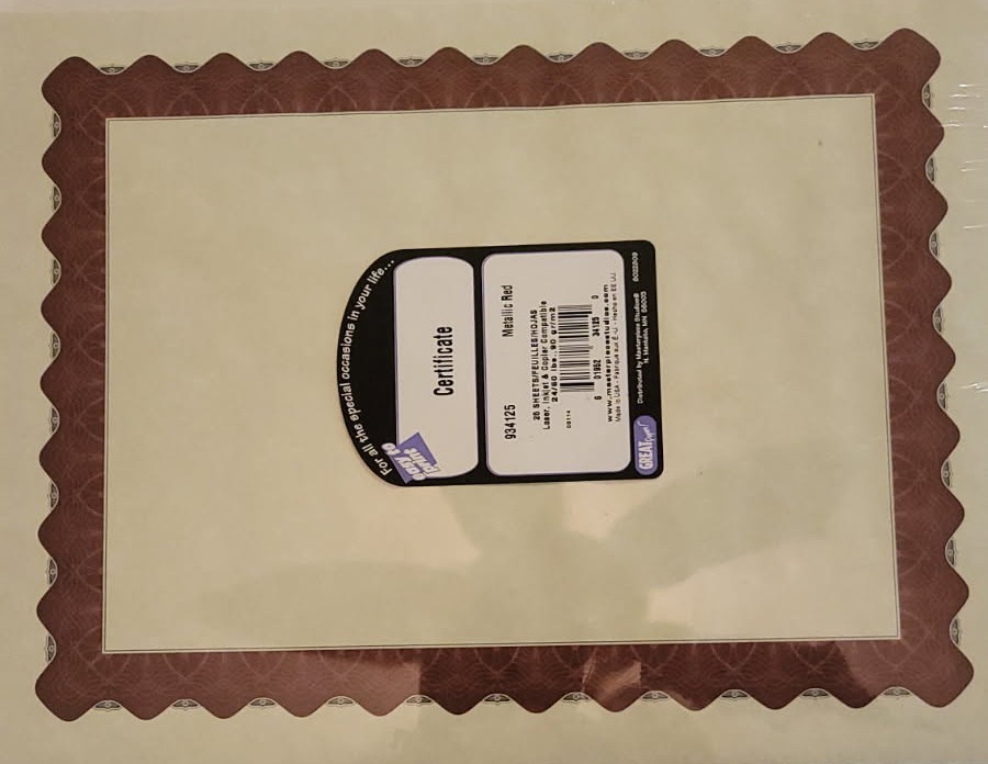 CERTIFICATE MAKER KIT PAPER AND TEMPLATE CD AND EXTRA PAPER