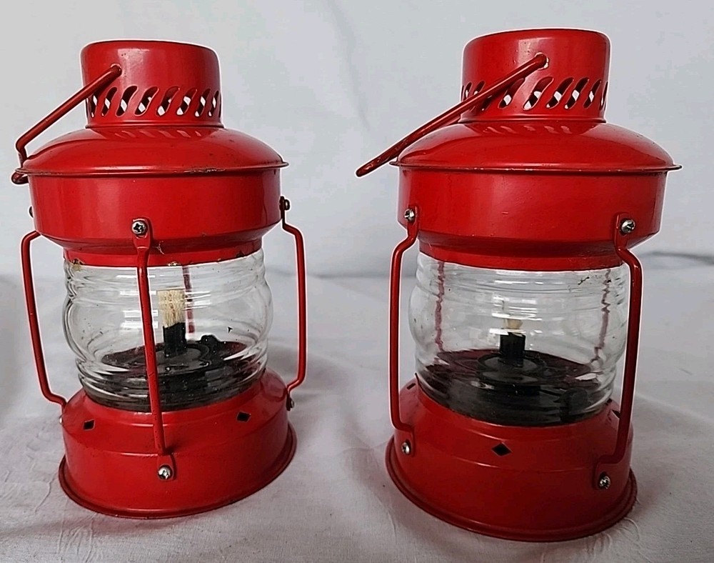 2 Vintage Red Railroad Look Lanterns