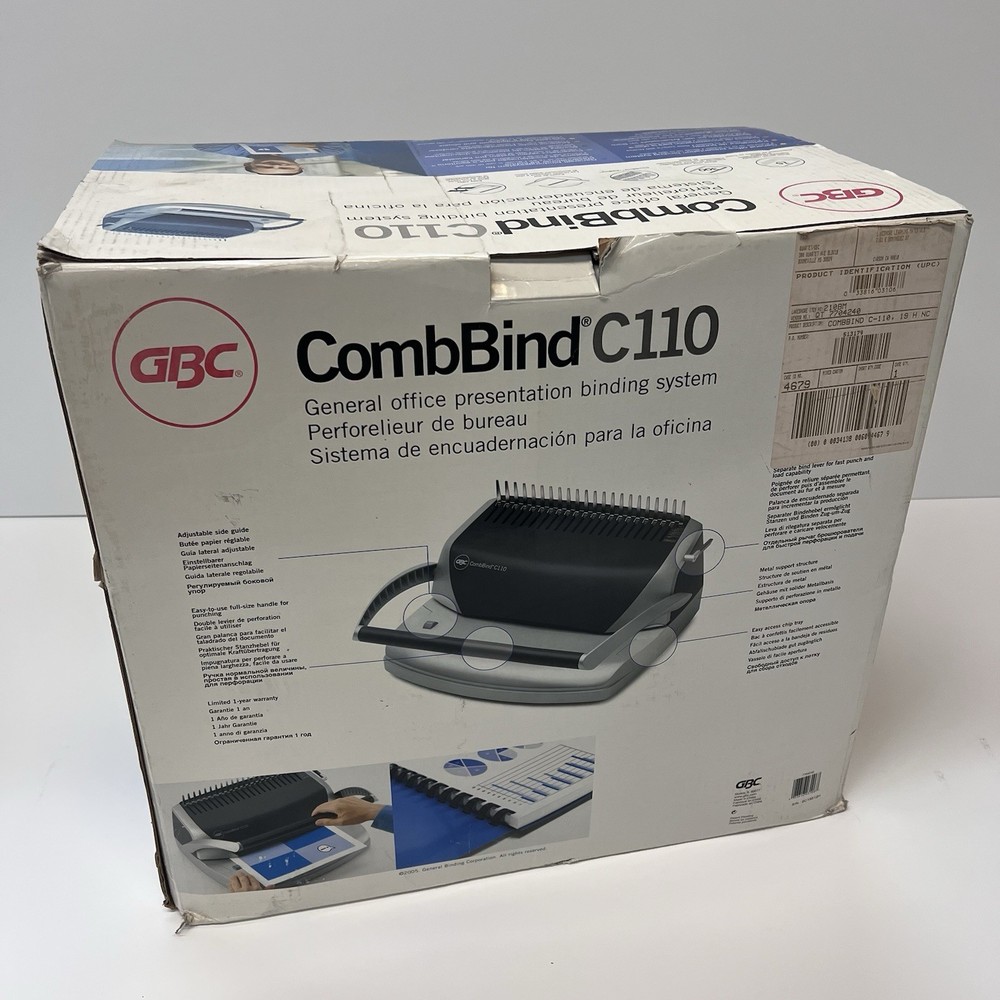 GBC CombBind C110 Manual Binding Machine 15 Sheet Punch 300 Sheet Bind