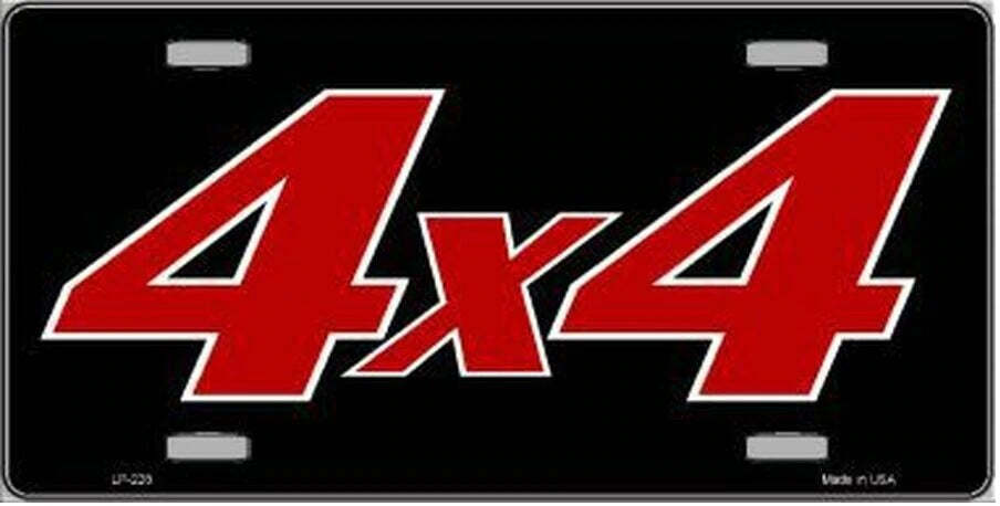 4 X 4 Red on Black License Plate Style Sign