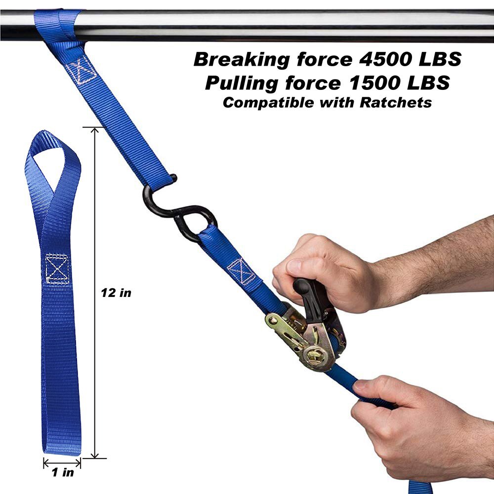 6Pack Soft Loop Tie Down Straps Lashing Heavy Duty Motorcycle Handlebar 4500LBS