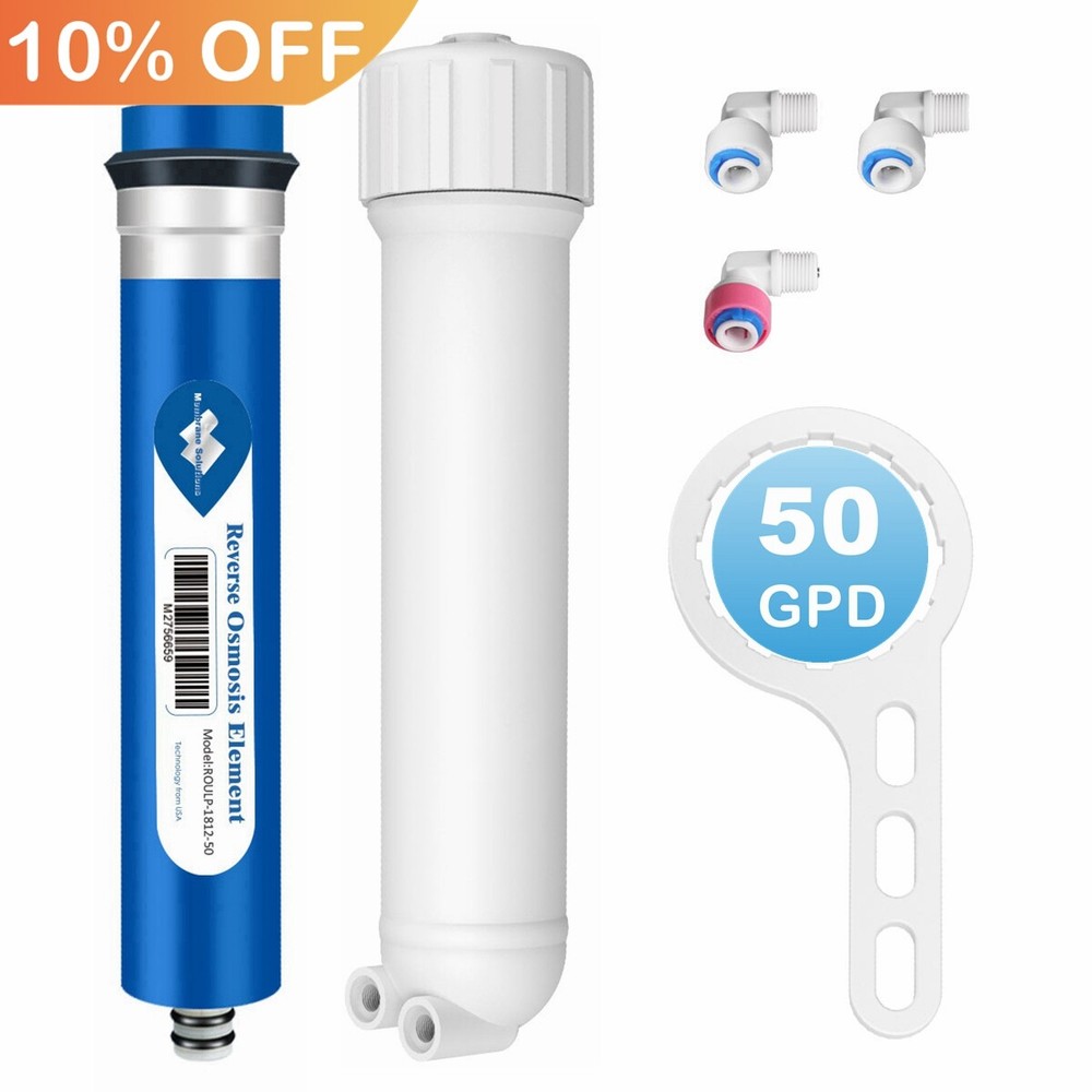 50 GPD RO Membrane Reverse Osmosis System Water Filter Housing+Fittings+Wrench
