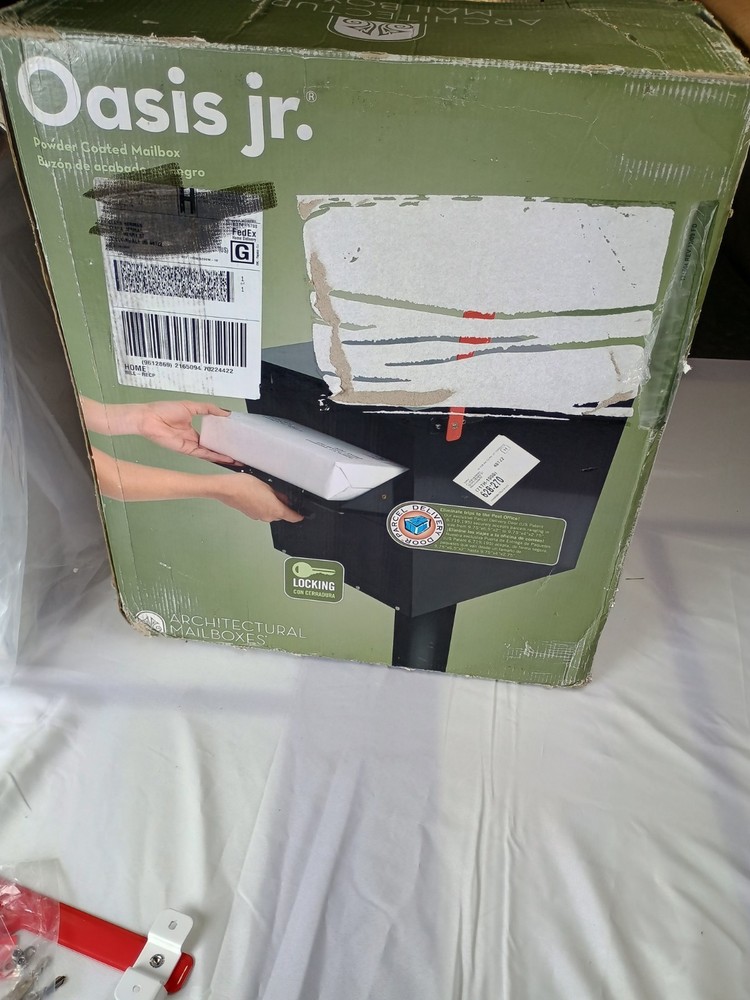 Architectural Mailboxes White Oasis Jr Classic Locking Post Mount Parcel Mail