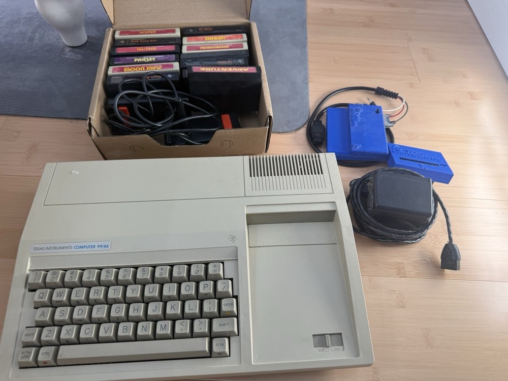 TI-99/4A Computer With Joystick, Connectors, And Games (TESTED, WORKING)