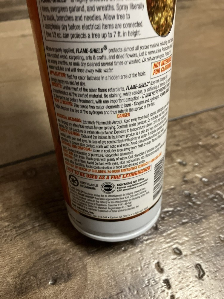 Flame Shield Fire Retardant Spray Bottle 12 Oz Multi Purpose Surface New