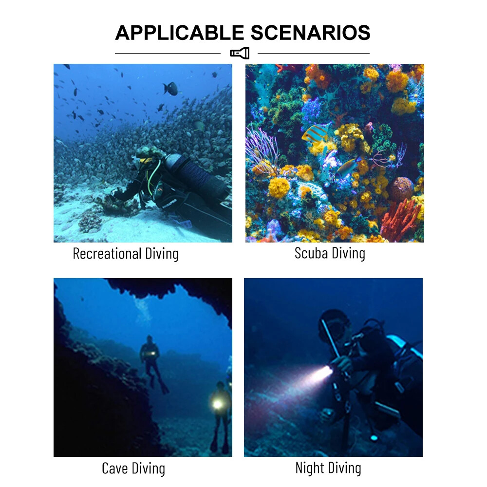 350000LM LED Professional Scuba Diving Light Underwater Flashlight Dive Torch US