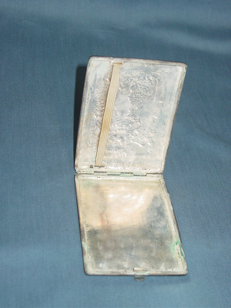 Vintage Persian SOLID SILVER Etched CIGARETTE CASE Middle East 152.25 Grams