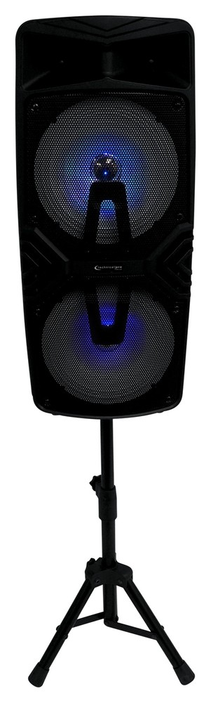 Technical Pro STAGE28 Dual 8" Rechargeable LED Bluetooth Speaker + Stand + Mic