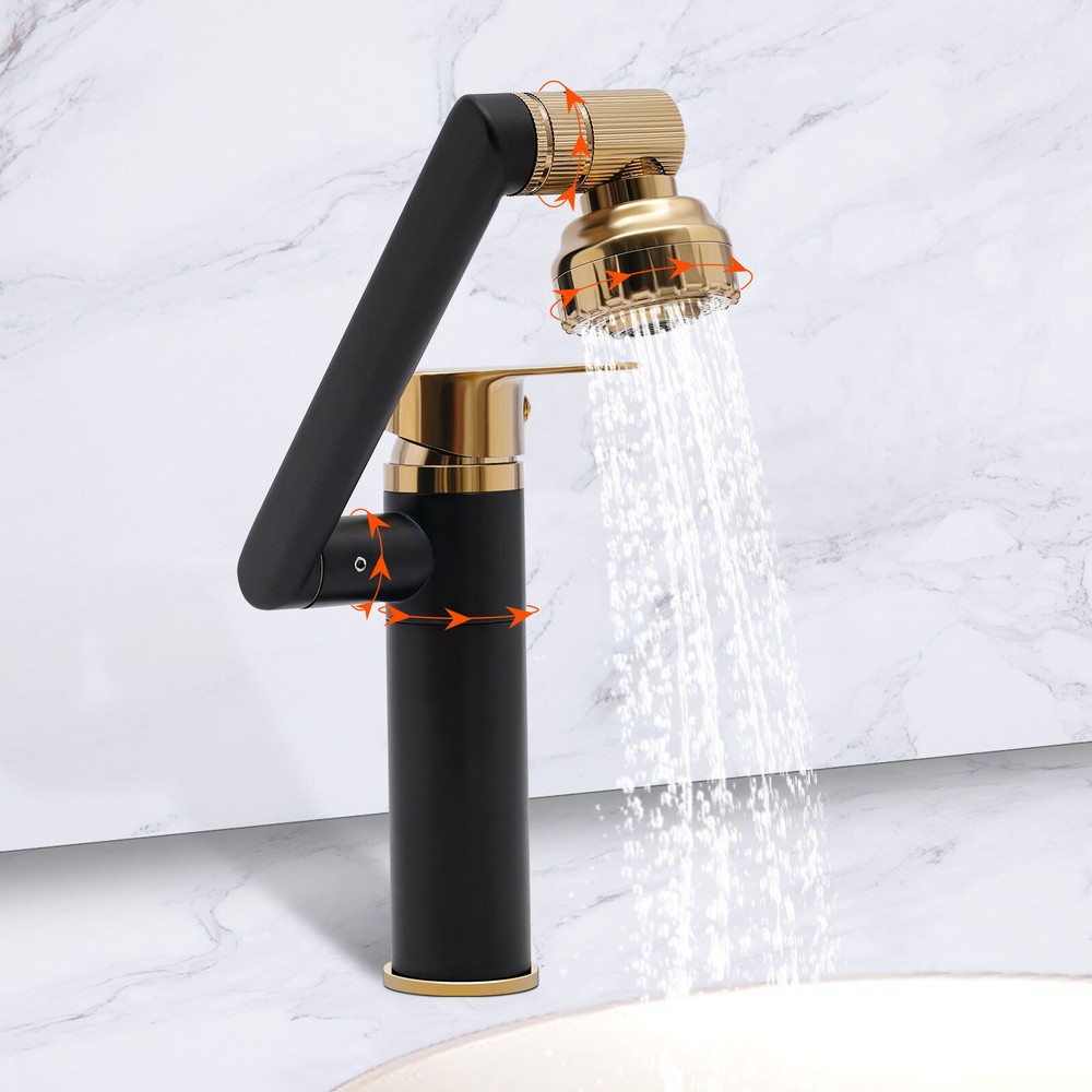 360?? Bathroom Sink Faucet Single Handle Waterfall Vanity Basin Mixer 2 Function