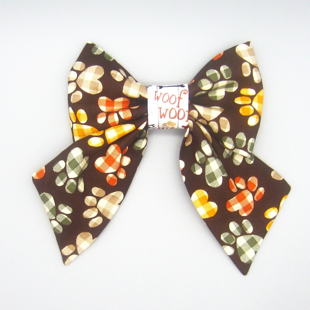 Fall Paw Prints Pet Bow Tie or Sailor Bow-4 Sizes Available