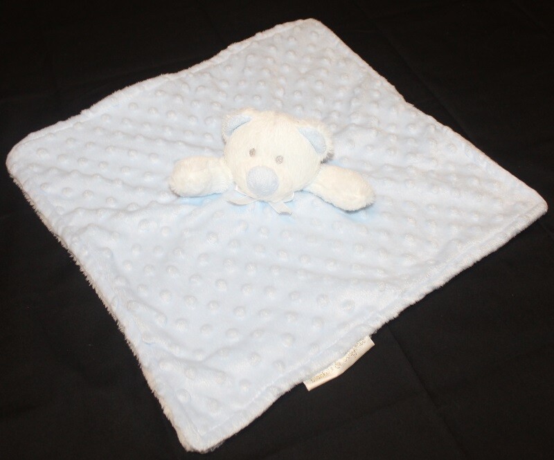 BLANKETS & BEYOND blue & white bear plush lovey blankie security blanket