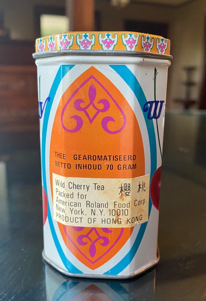 Empty Vintage Wild Cherry Tea Tin Empty 4" Tall