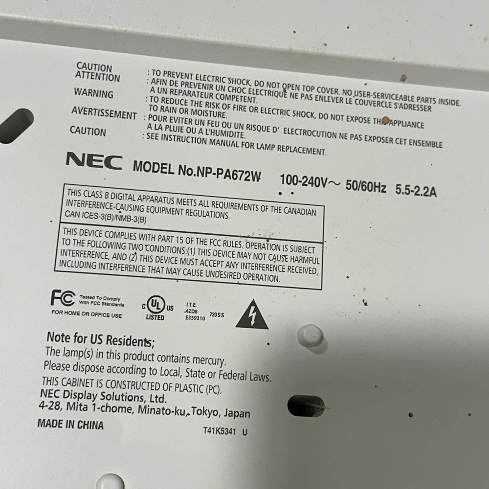 NEC PA672W Video Projector Remote Works Read Description 41026