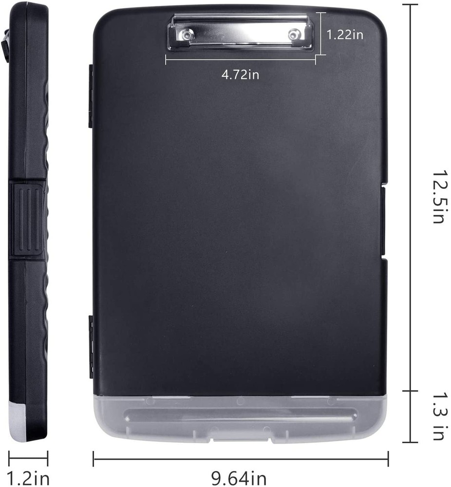 Clipboard with Storage Portable Slimcase Box Case Real Hinge Lightweight Plastic