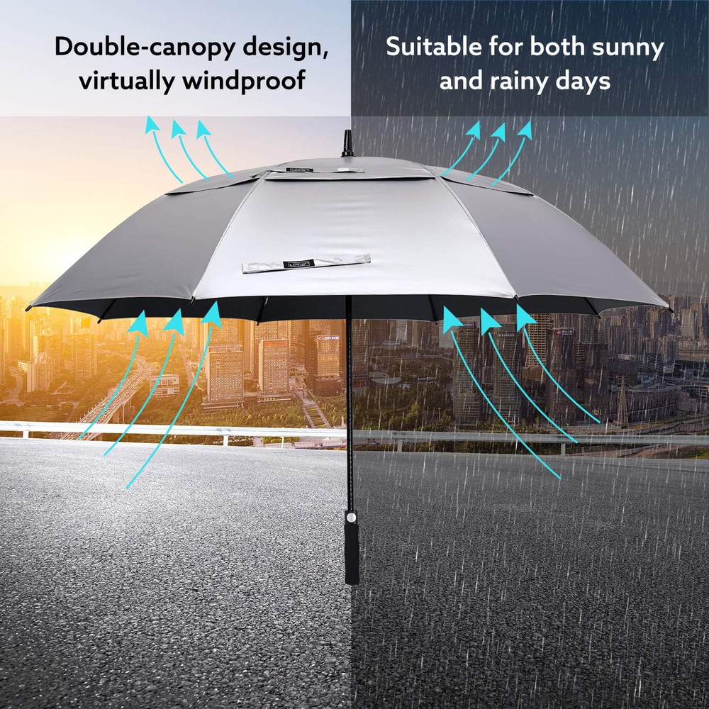 Extra Large UV Protection Golf Umbrella - Auto Open Windproof Canopy