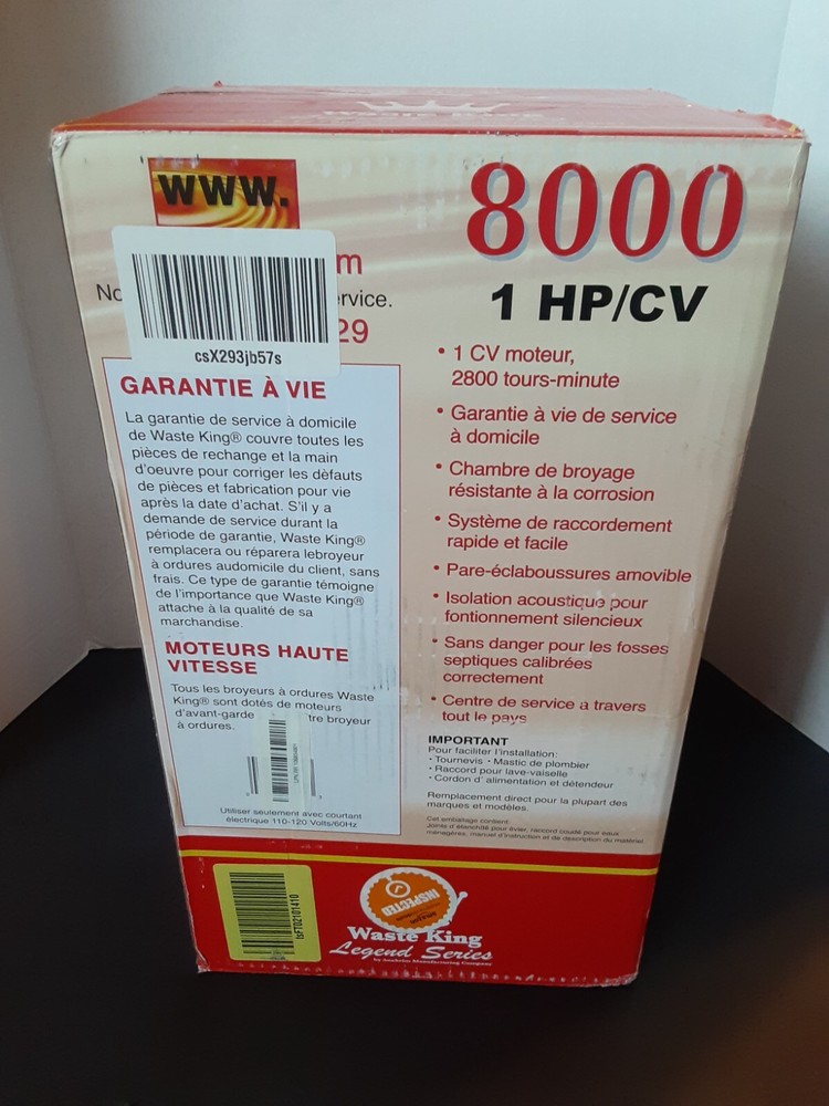 Waste King L-8000 Garbage Disposal - 1HP - NEW