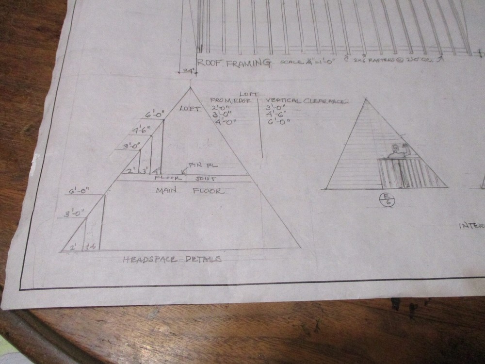 A-FRAME CABIN PLANS HAND-DRAWN ARCHITECTURAL COPIES 1200 SQ FT. CHEF'S KITCHEN