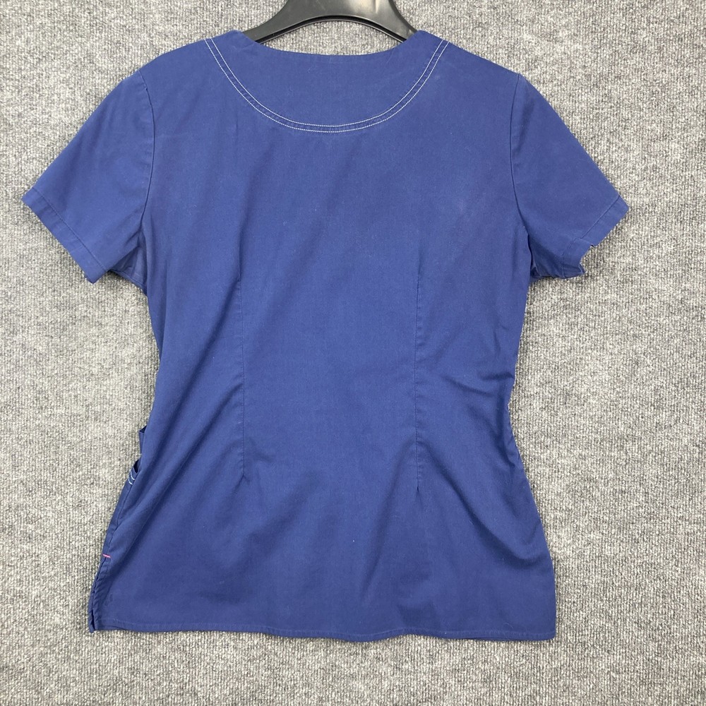 Allure Womens Size Medium Navy Blue Pockets V-Neck Scrub Top