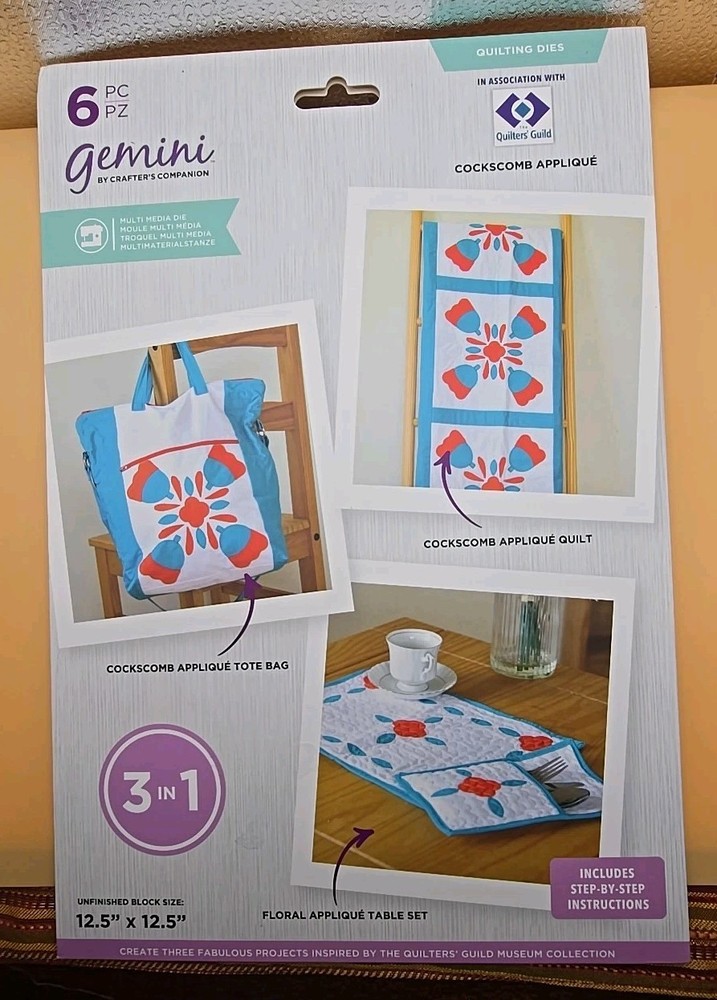 GEMINI Quilting Dies" Cockcomb Applique" Pattern & instruct. kit  Crafter's Com.