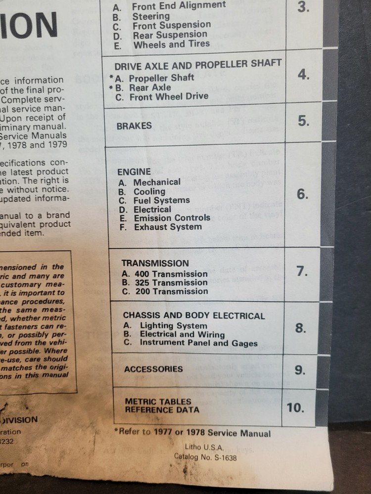 1979 Cadillac Preliminary Service Information Manual