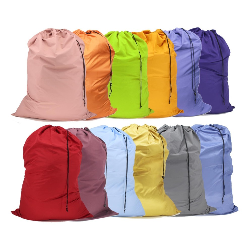 Extra Large Drawstring Laundry Bags - 30"x40" - 12 Pack, Machine Washable, Ideal