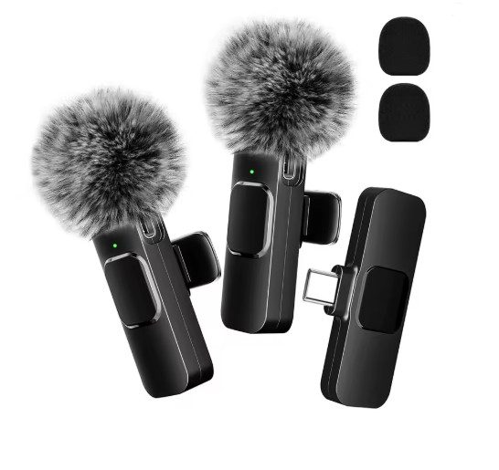 Mini Wireless Microphone for iPhone or Android Mobile Phone (2 Lavalier Micropho