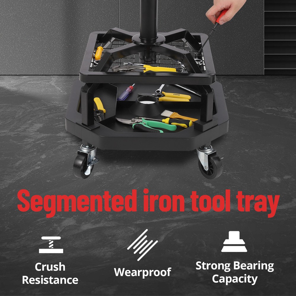 Rolling Garage Stool 300LBS Capacity Ample Tool Tray Storage Adjustable Height