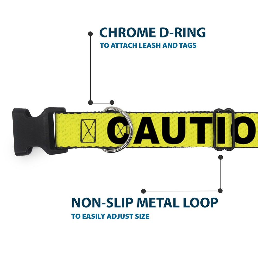 Plastic Clip Collar CAUTION Yellow/Black Medium 11-16.5"