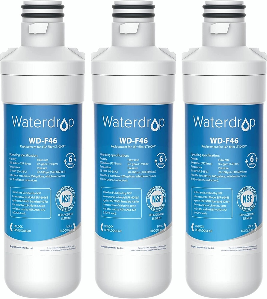 Waterdrop Replacement for LG® LT1000P® Refrigerator Water Filter, (1-6)PACK