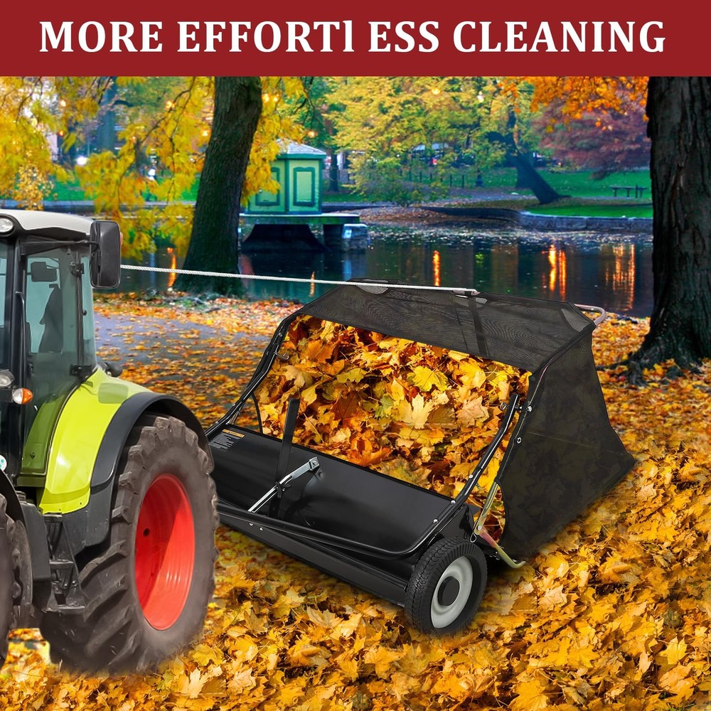 Lawn Sweeper 42" Tow Behind Pull Behind Leaf Collector with Height Adjustment