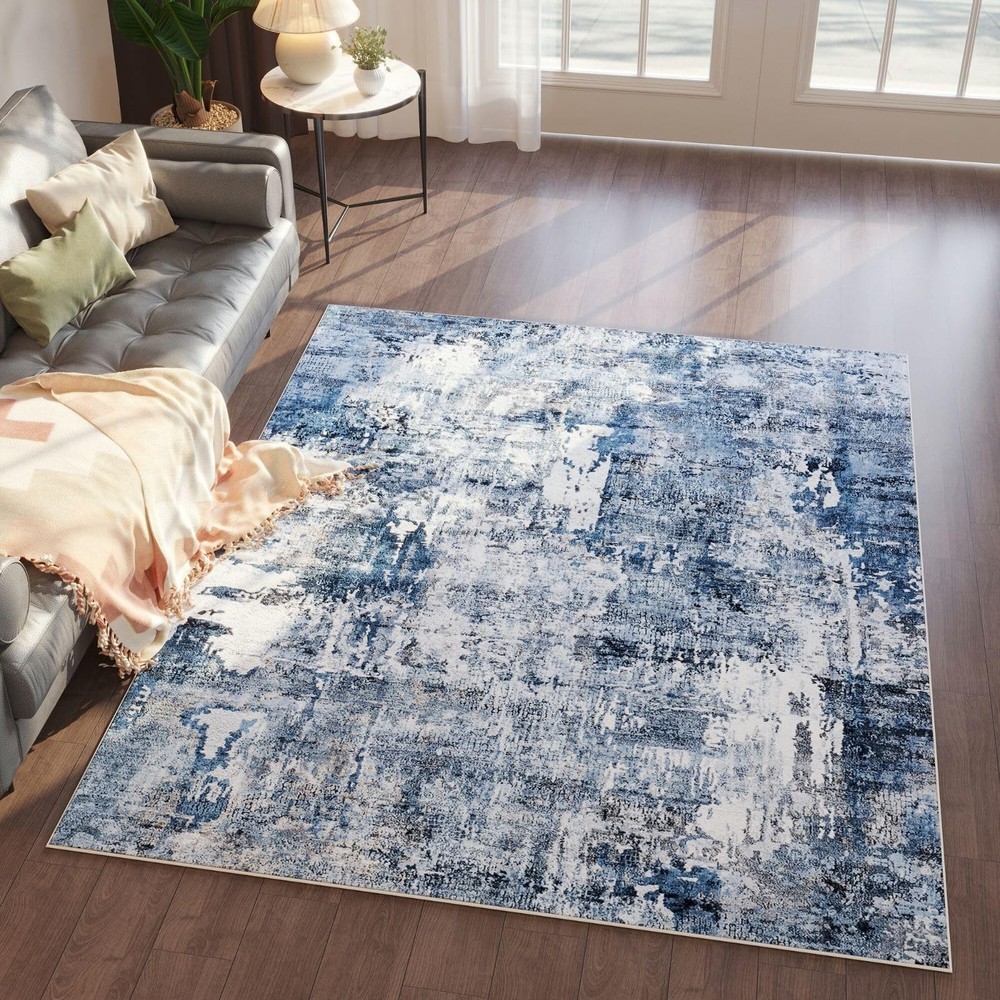 Rugcomf 4x6 Rug Washable Boho Soft Area 4' x 6' (Rectangular), Blue