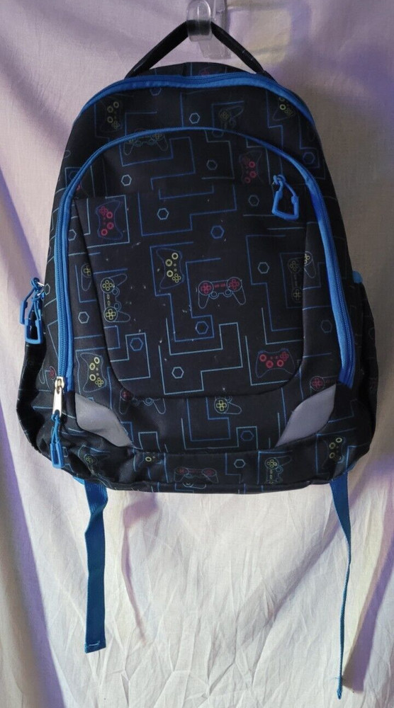 Medium Size Backpack Gamer Controller Design Black School Playdate Cute
