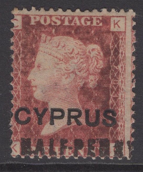 CYPRUS SG7 pl.201 1881 ½d on 1d RED MTD MINT