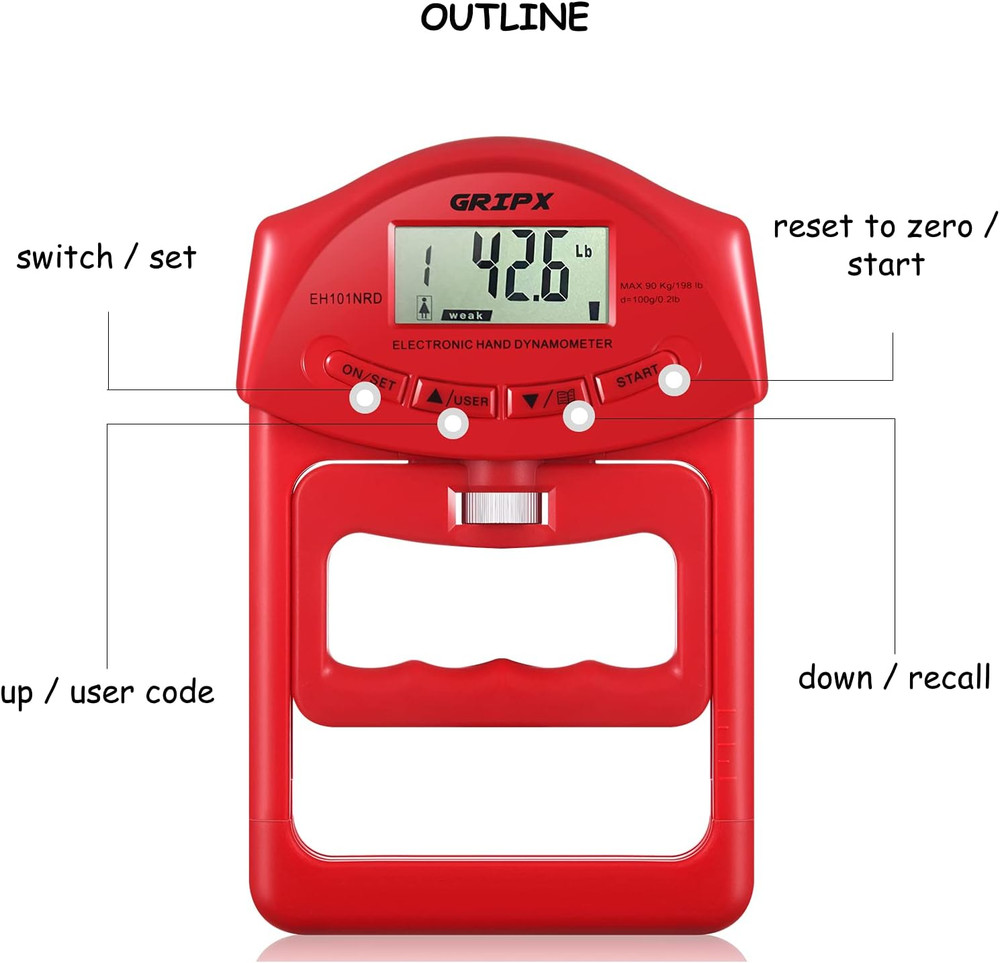 Digital Hand Dynamometer Grip Strength Measurement Meter Auto Capturing Electron