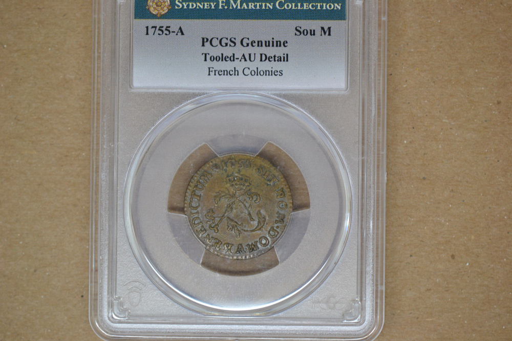1755-A Sou Marque. Second Semester. PCGS AU Details Tooled.