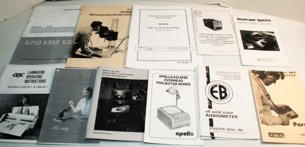 12 Misc. Camera & AV Equipment Users, Operators Manuals