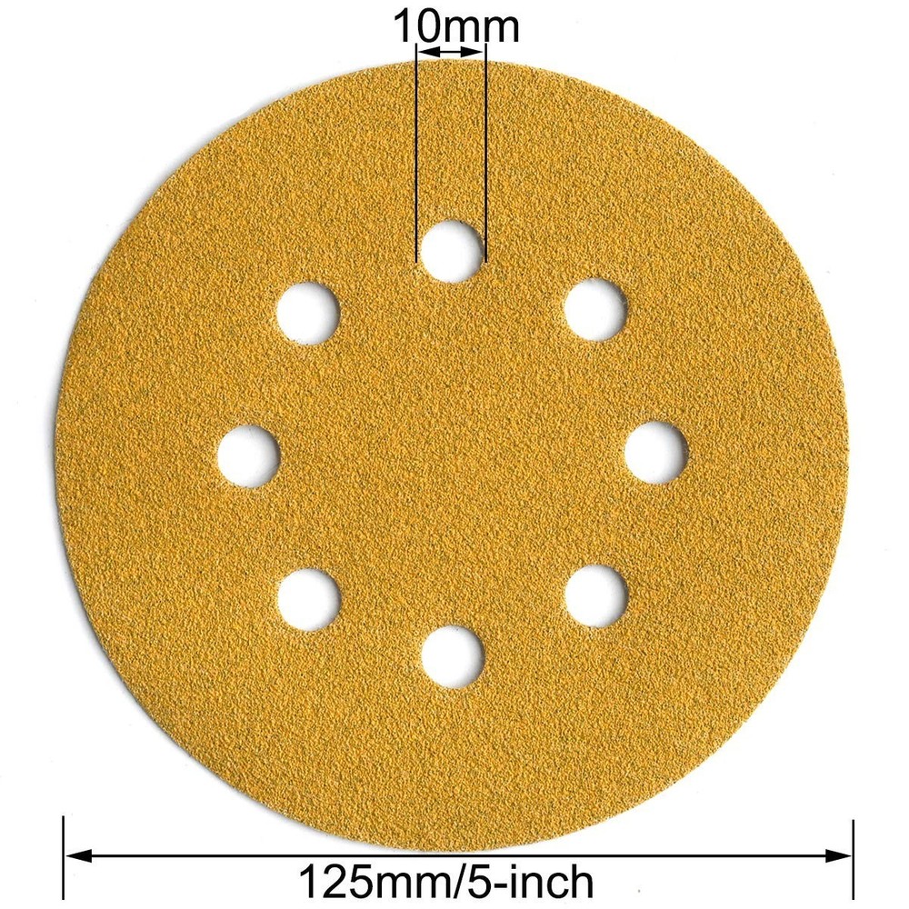 100PCS 5 inch Sanding Discs 80 Grit Hook Loop 8-Hole Sandpaper Hook and Loop US