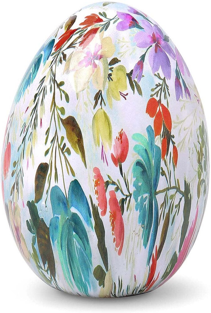 Ceramic Decorative Easter Egg with Artistic Floral Design, Tabletop Decoration