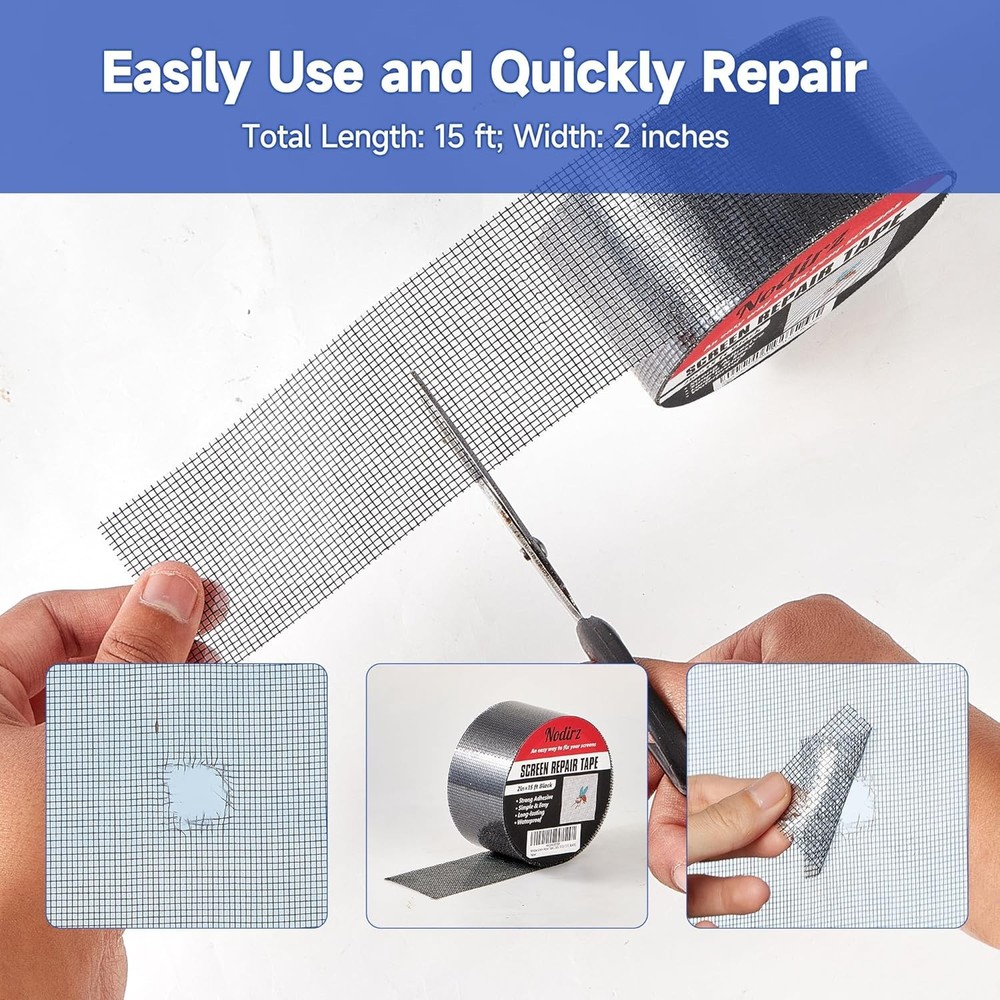 High-Quality Waterproof Window Screen Repair Tape - Quick Fix Solution, 15 FT